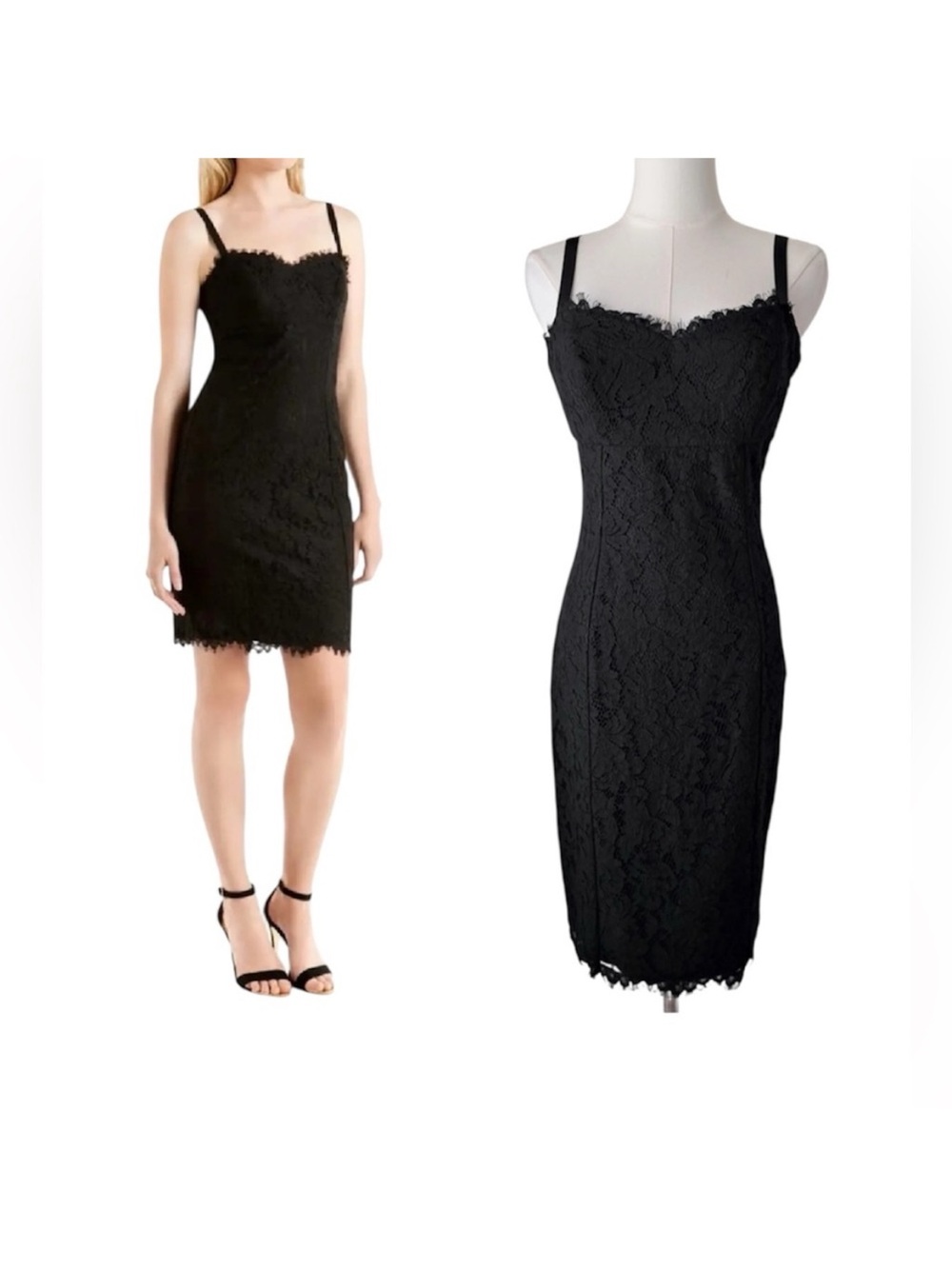 TED BAKER London Black EyeLash Lace Slip Sheath Size 2 Mini Dress cocktail party